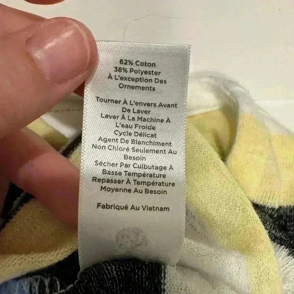 T by Talbots women’s small striped long sleeve shirt yellow white blue black - Picture 8 of 11